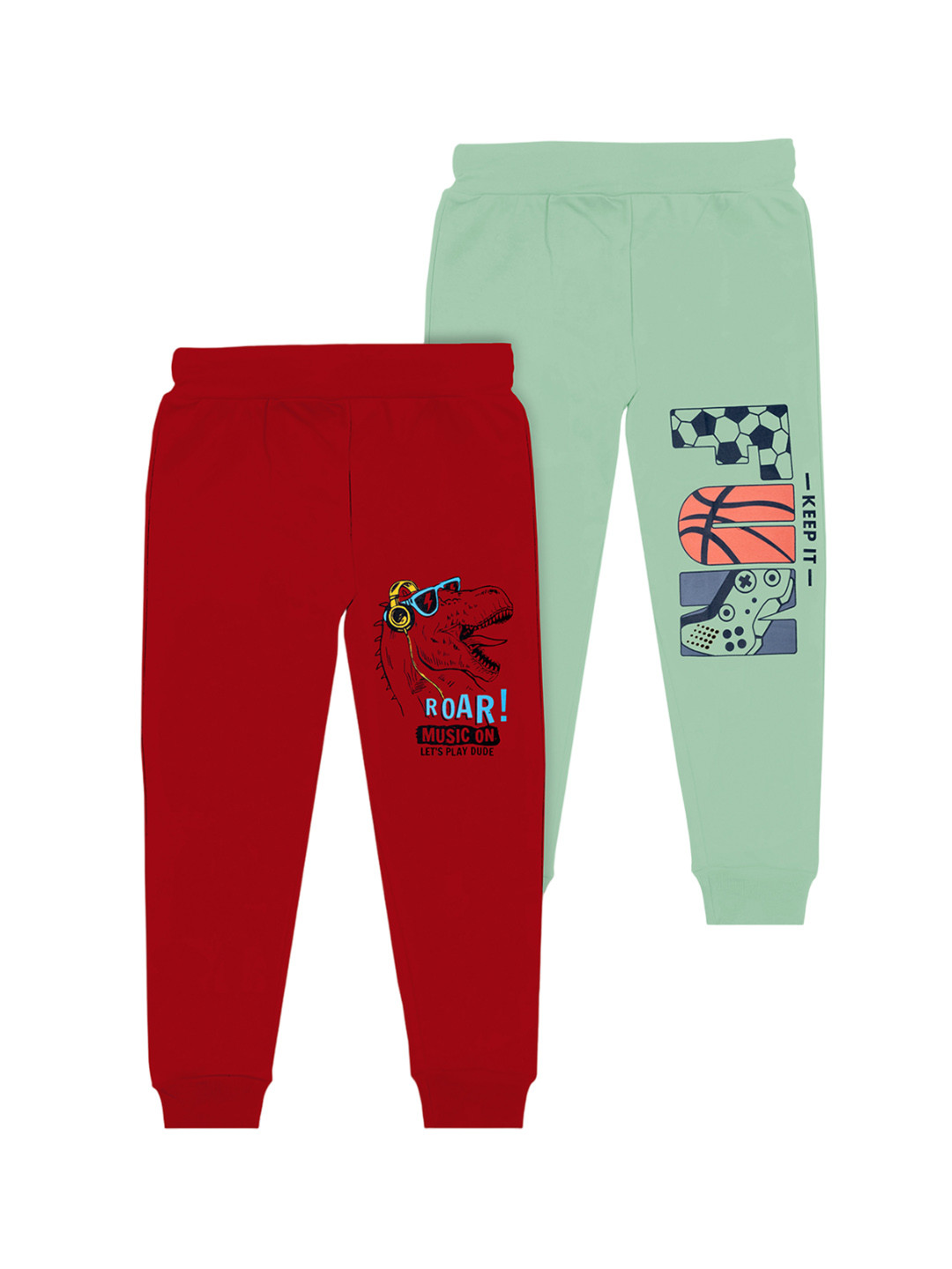 

BAESD Boys Pack Of 2 Typography Printed Joggers, Green