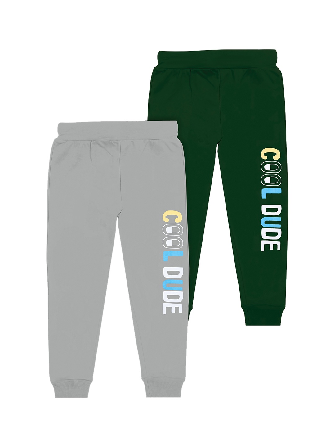 

BAESD Boys Pack Of 2 Typography Printed Mid-Rise Joggers, Green