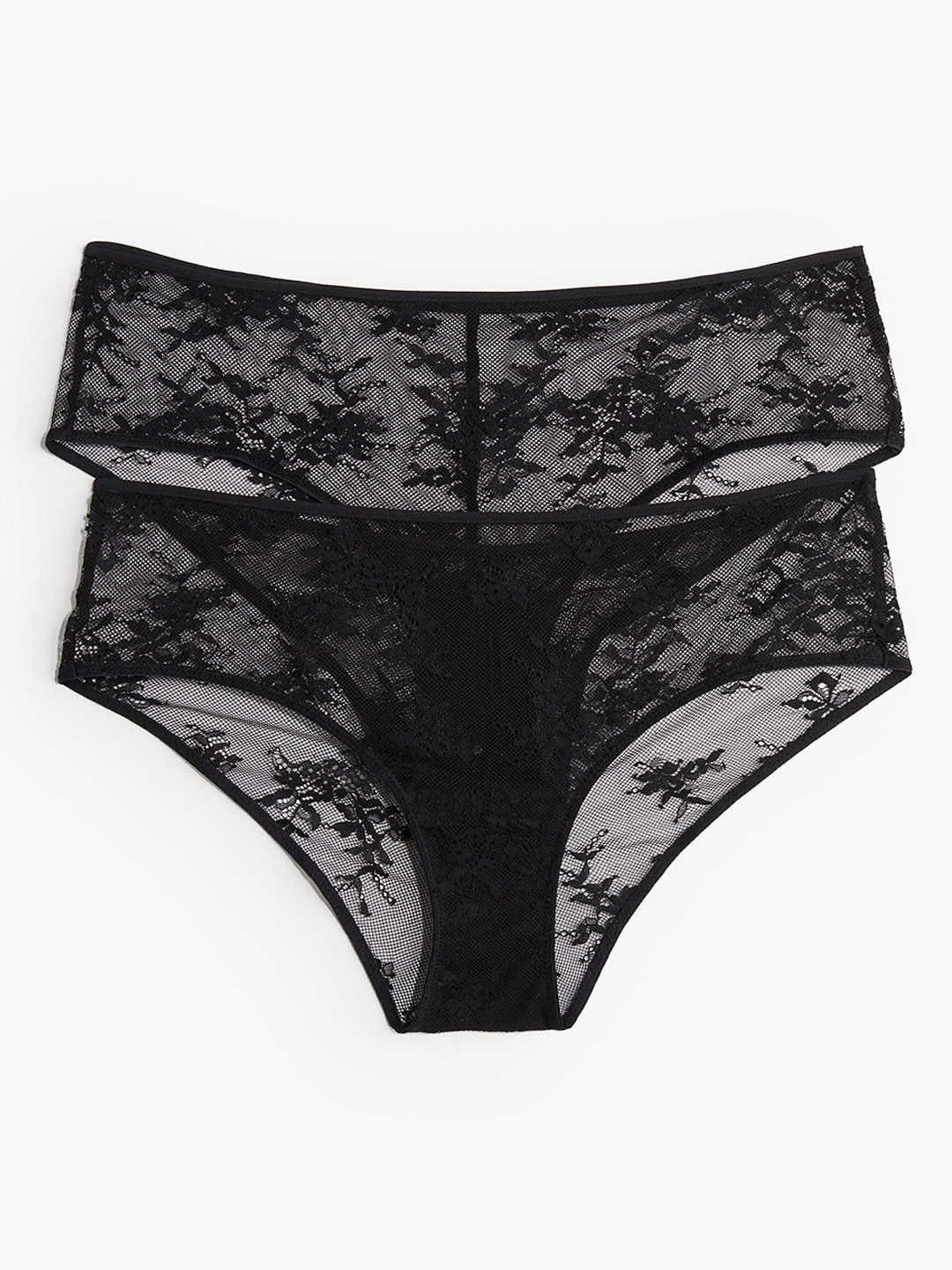 

H&M Women 2-Pack Lace Hipster Briefs, Black