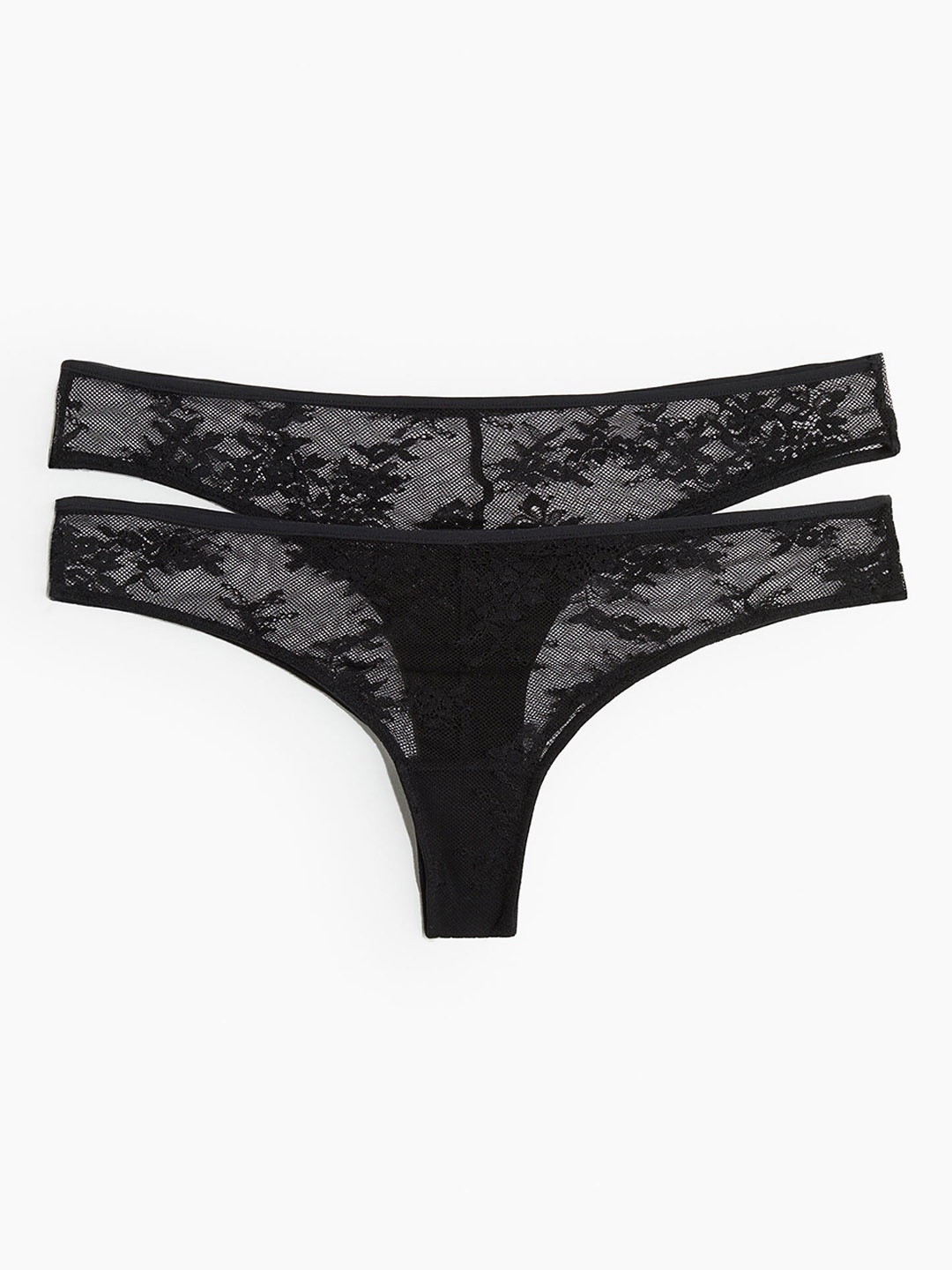 

H&M Women 2-Pack Lace Brazilian Briefs, Black