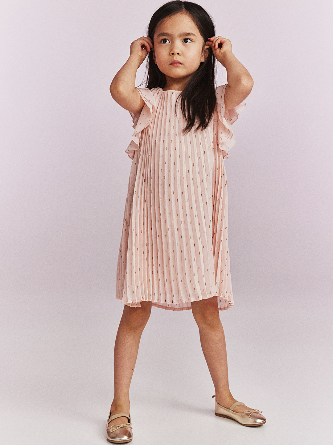 

H&M Girls Pleated A-Line Dress, Pink