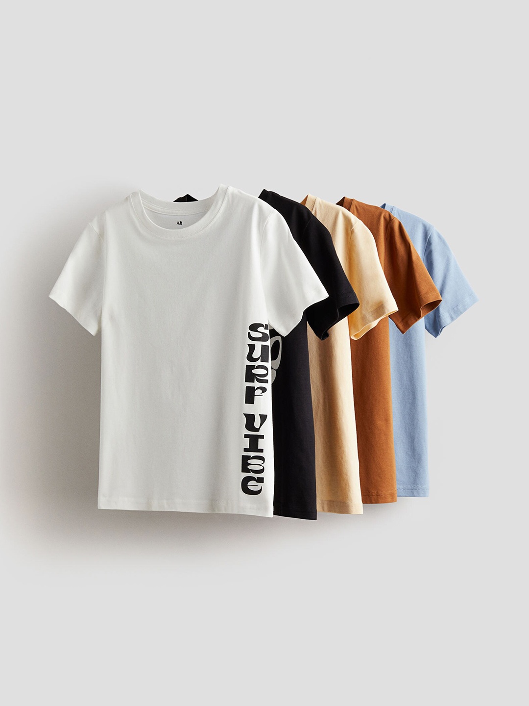 

H&M Boys 5-Pack Cotton T-shirts, Black