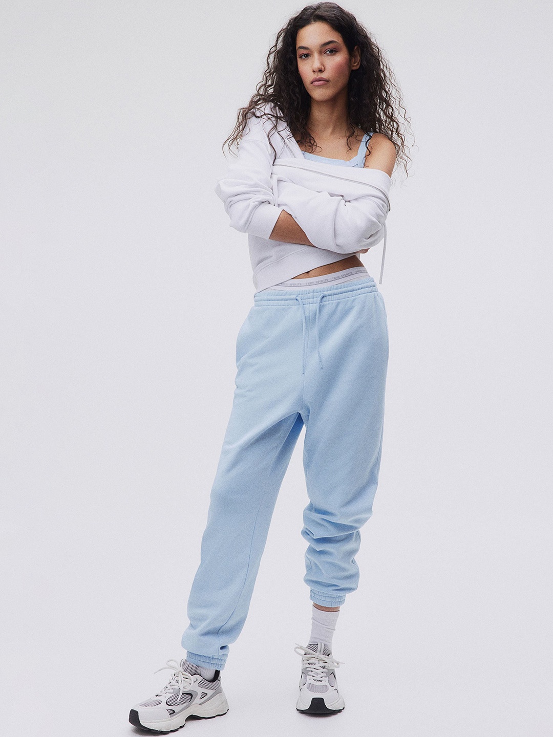 

H&M Women High-Waisted Joggers, Blue