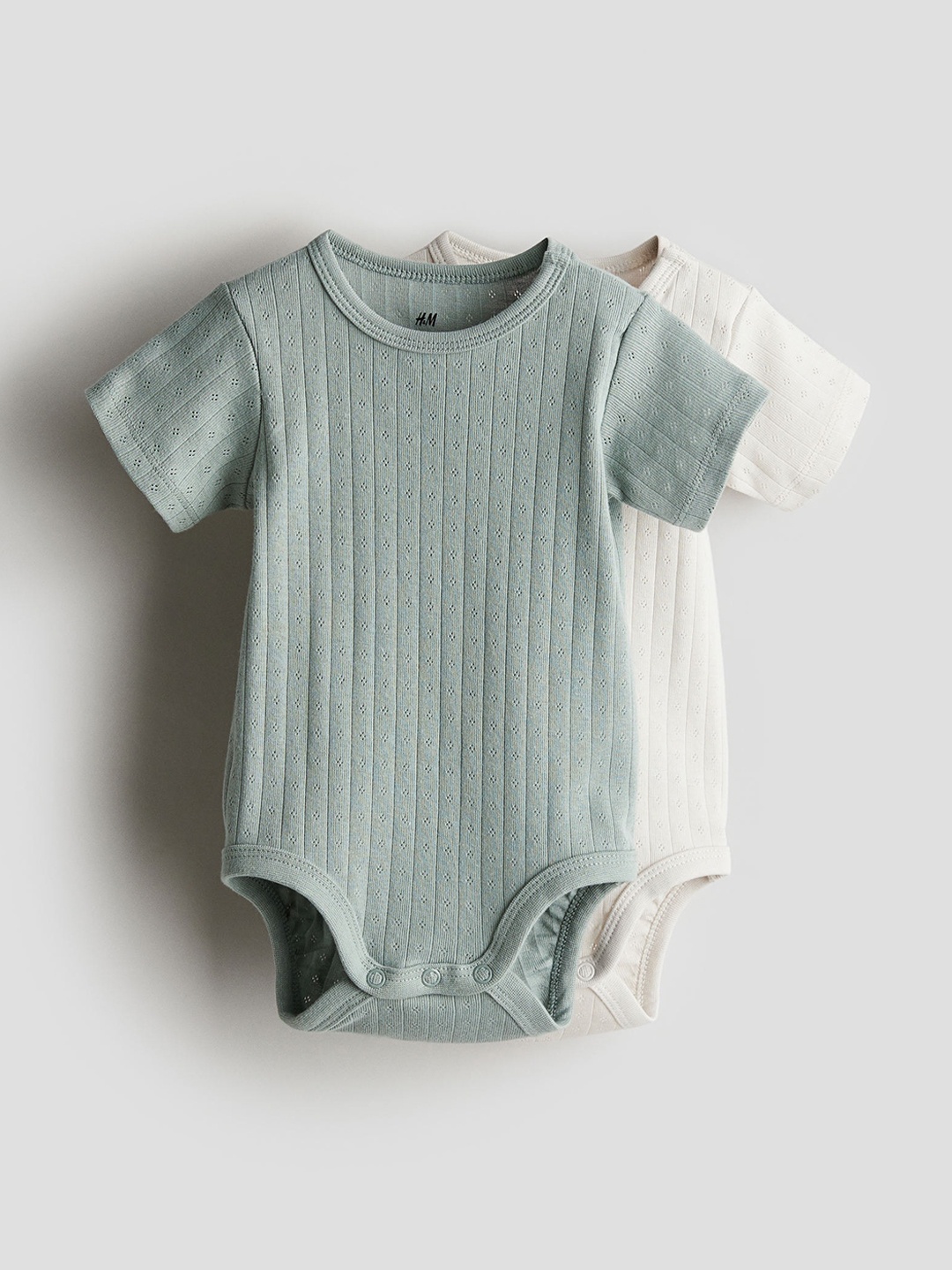 

H&M Boys 2-Pack Pointelle Bodysuits, Green
