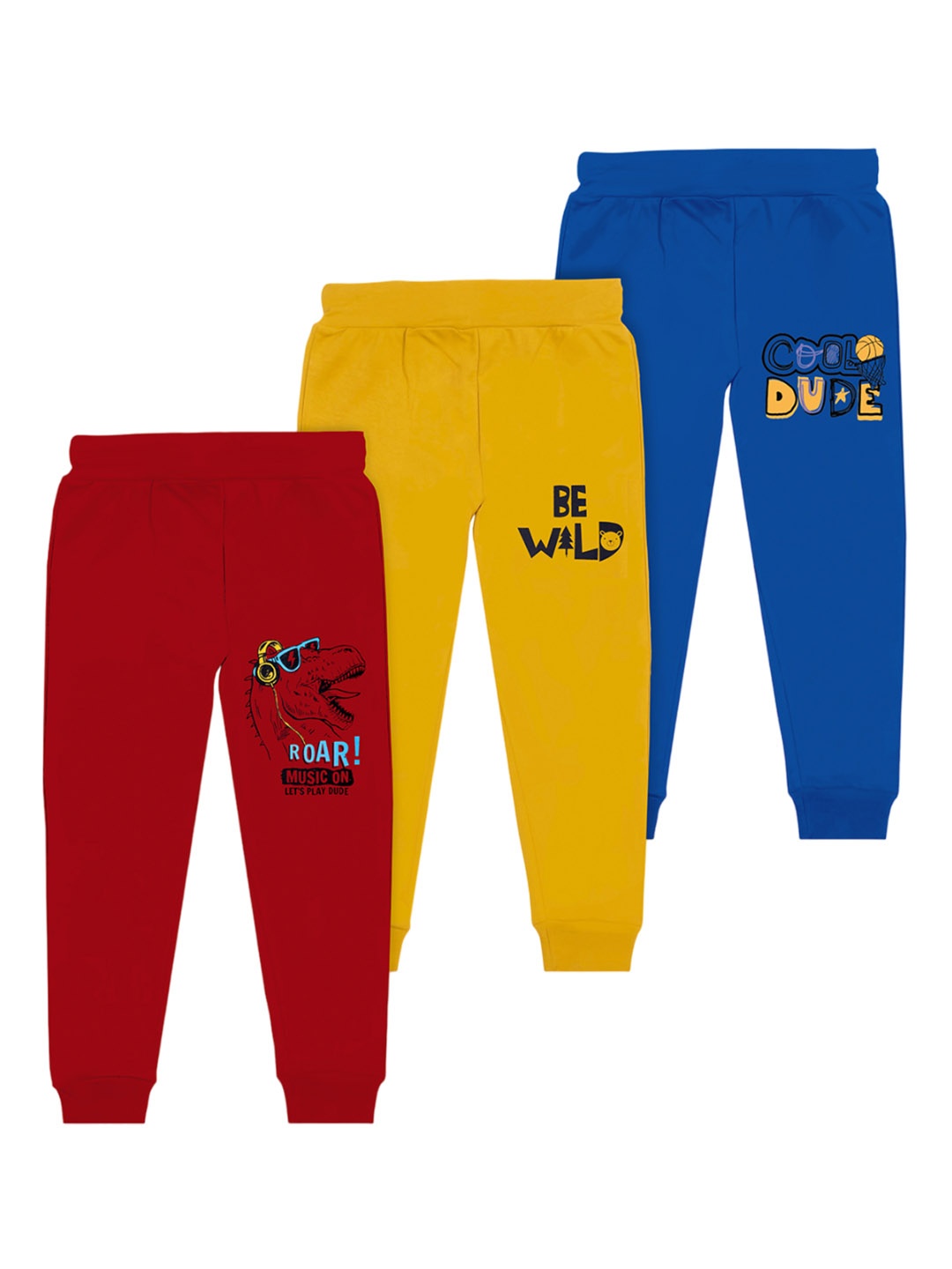 

BAESD Boys Pack Of 3 Printed Joggers, Mustard