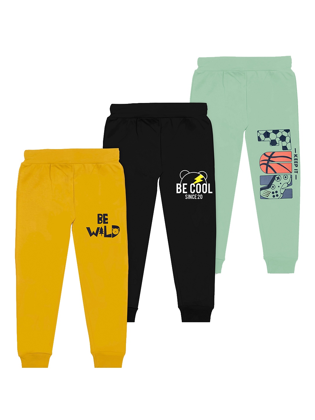 

BAESD Boys Pack Of 3 Printed Joggers, Yellow