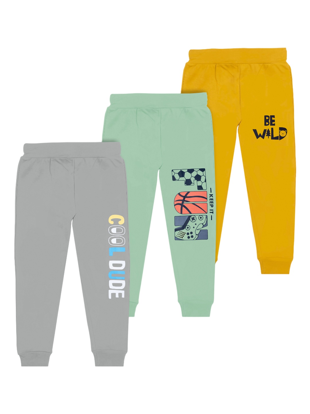 

BAESD Boys Pack Of 3 Printed Regular Fit Joggers, Yellow