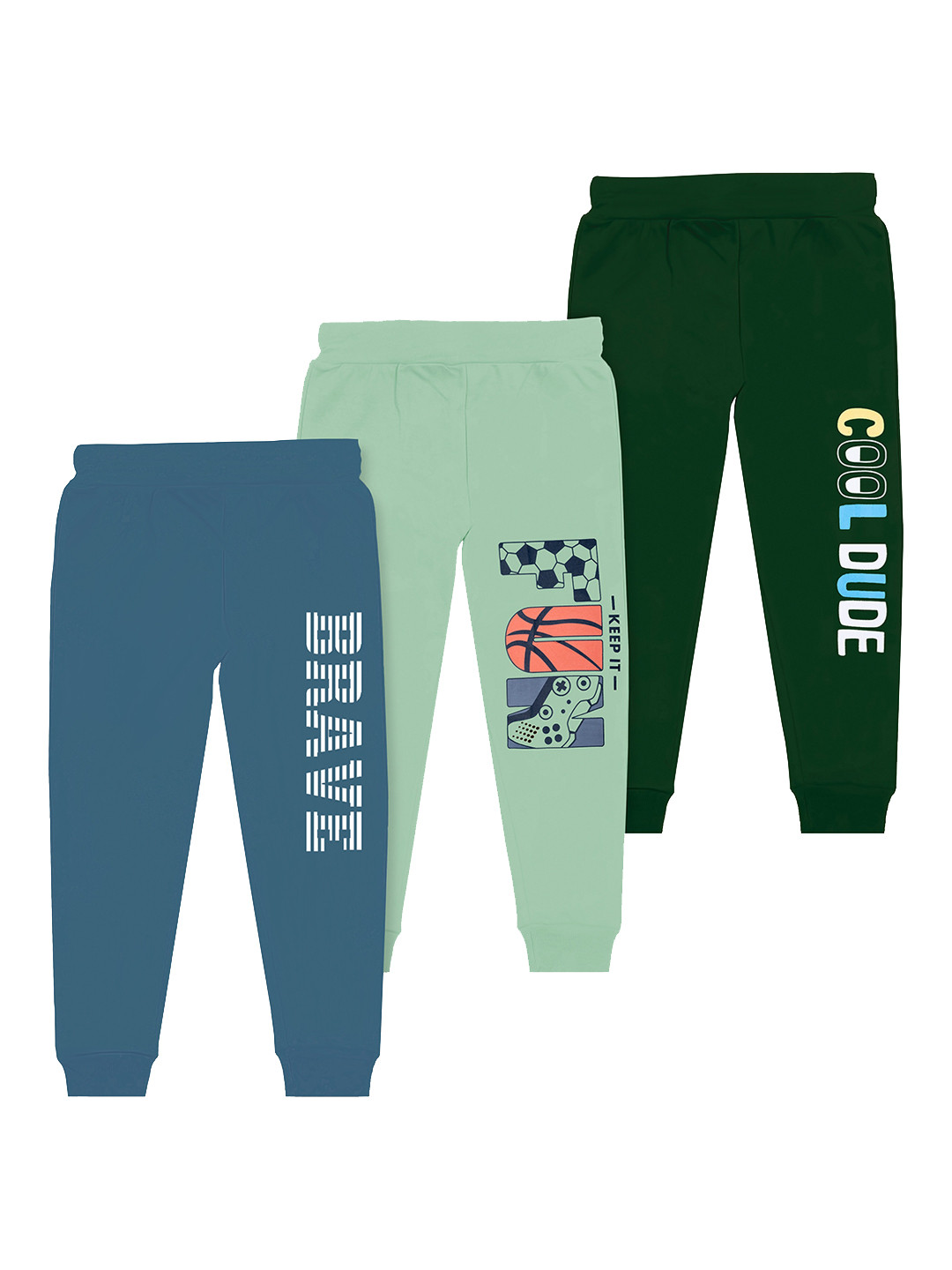

BAESD Boys Pack Of 3 Printed Joggers, Green