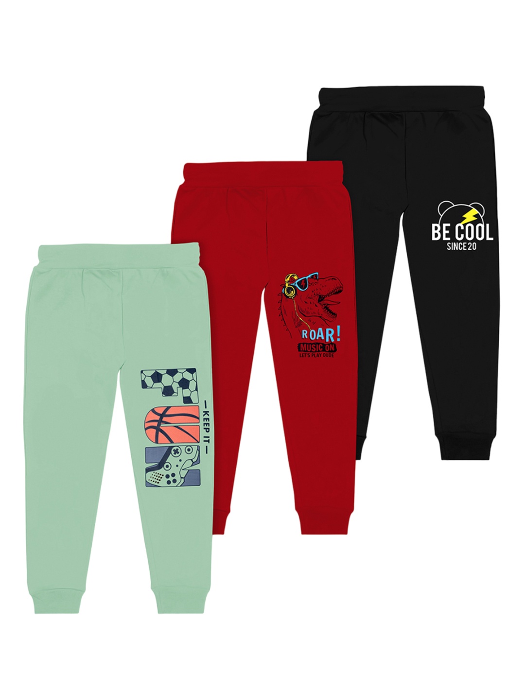 

BAESD Boys Pack Of 3 Printed Joggers, Maroon