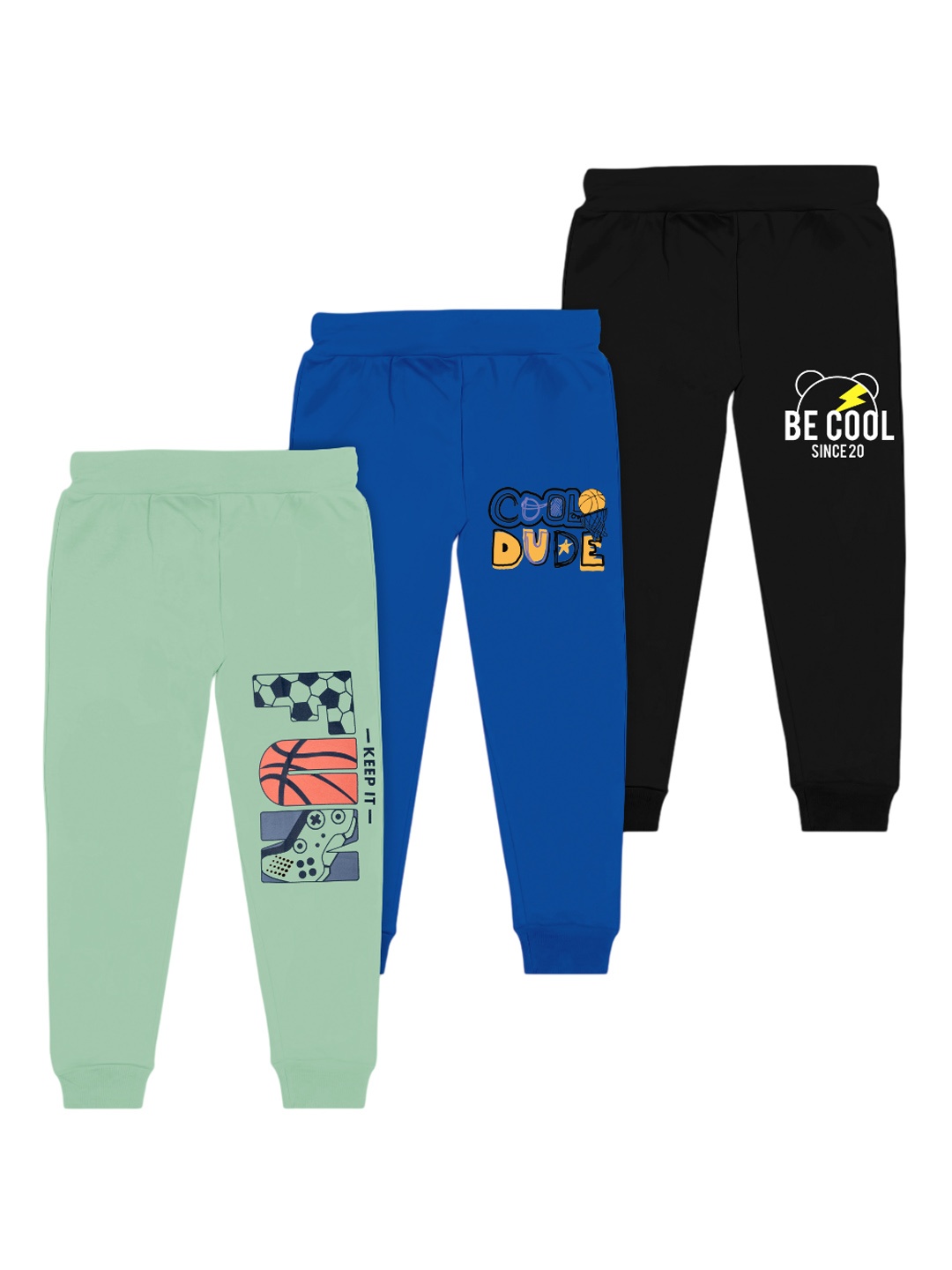 

BAESD Boys Pack Of 3 Printed Joggers, Green