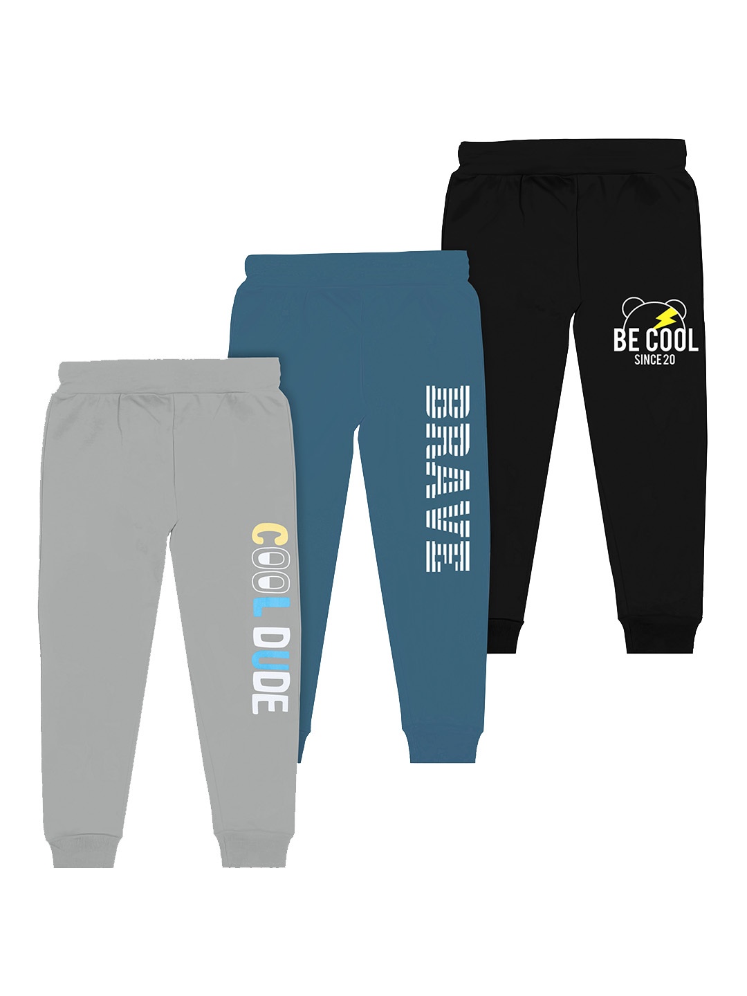 

BAESD Boys Pack Of 3 Printed Regular Fit Joggers, Grey