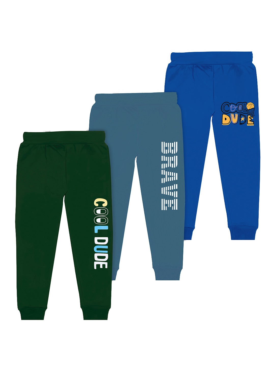 

BAESD Boys Pack Of 3 Typography Printed Joggers, Green