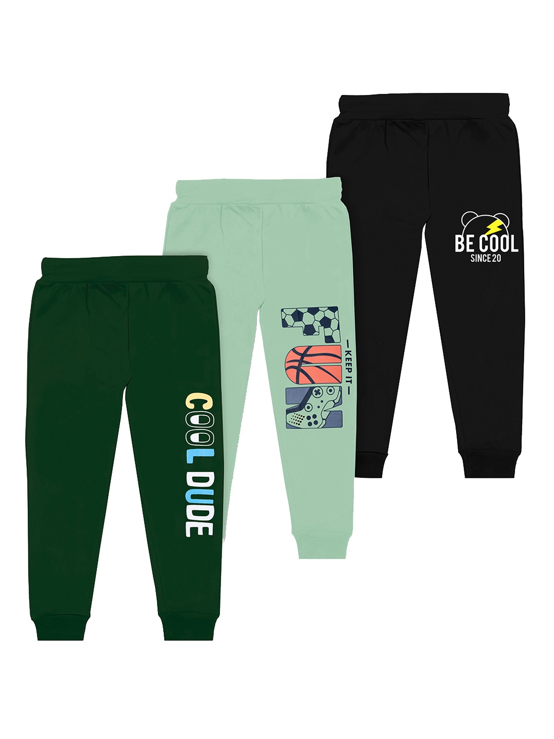 

BAESD Boys Pack Of 3 Printed Regular Fit Joggers, Green