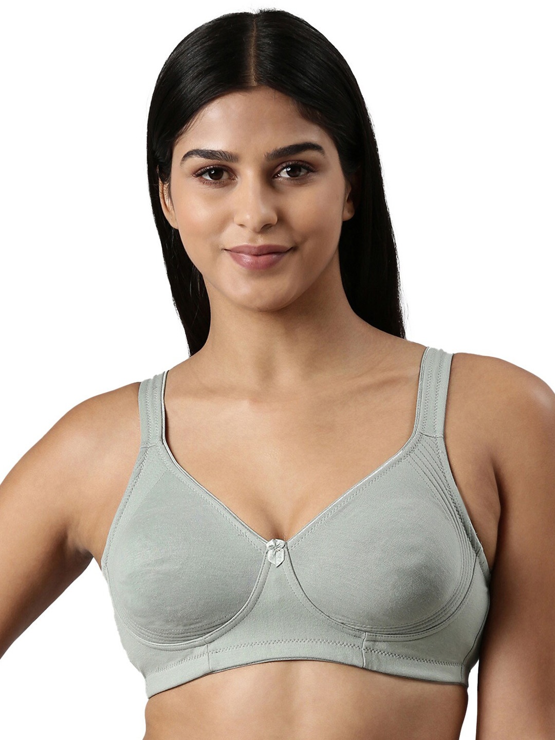 

BLOSSOM Moulded Cotton Side Support Bra With Wide Strap_Curvy Lift, Green