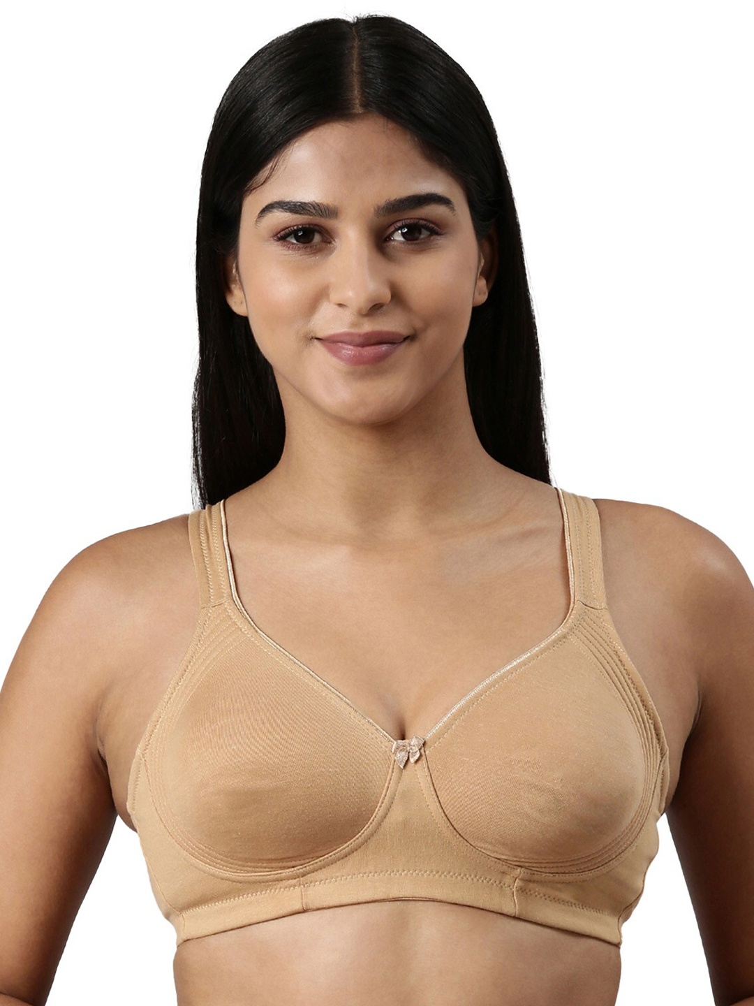 

BLOSSOM Moulded Cotton Side Support Bra With Wide Strap_Curvy Lift, Beige