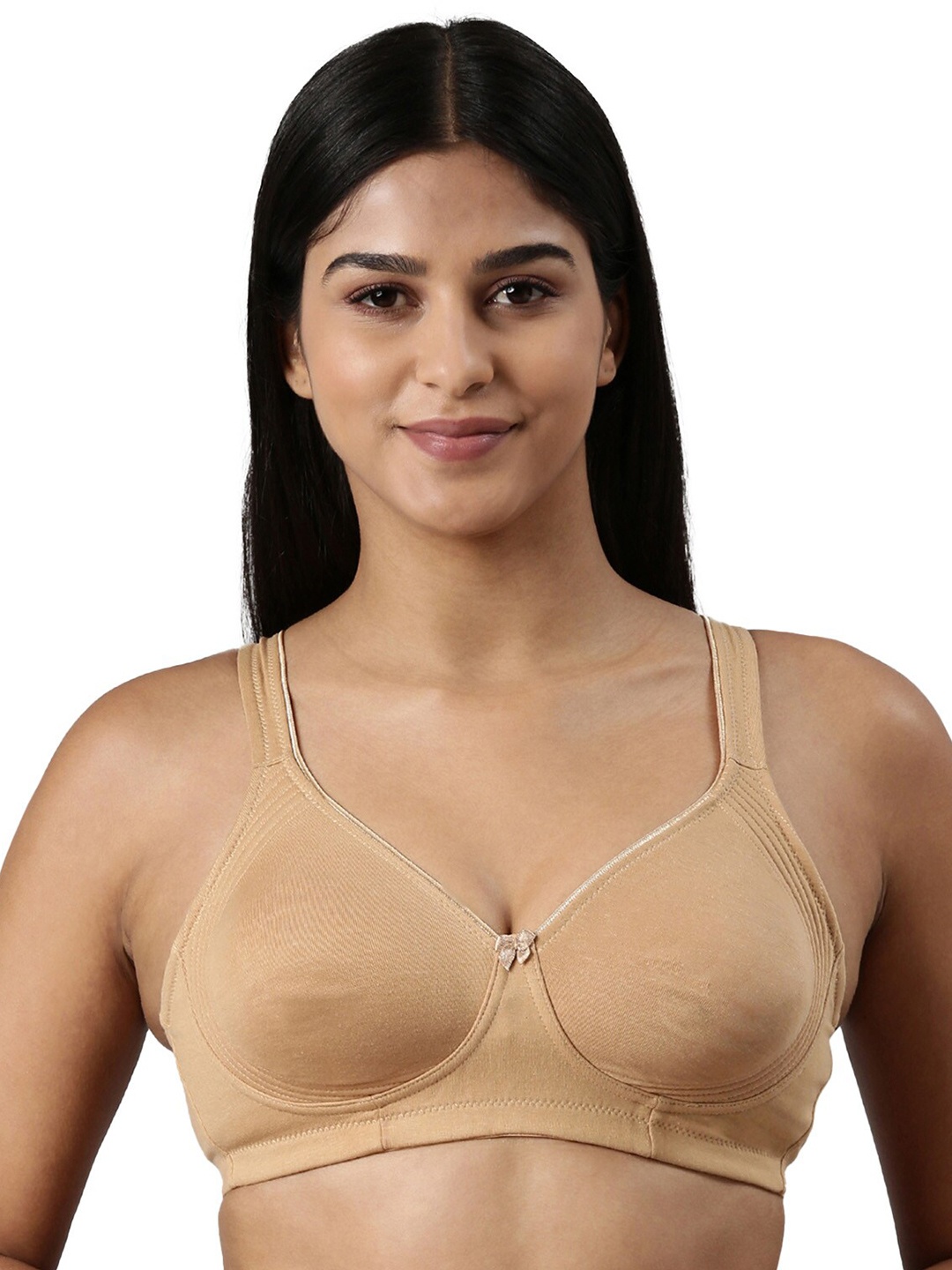 

BLOSSOM Moulded Cotton Side Support Bra With Wide Strap_Curvy Lift, Beige