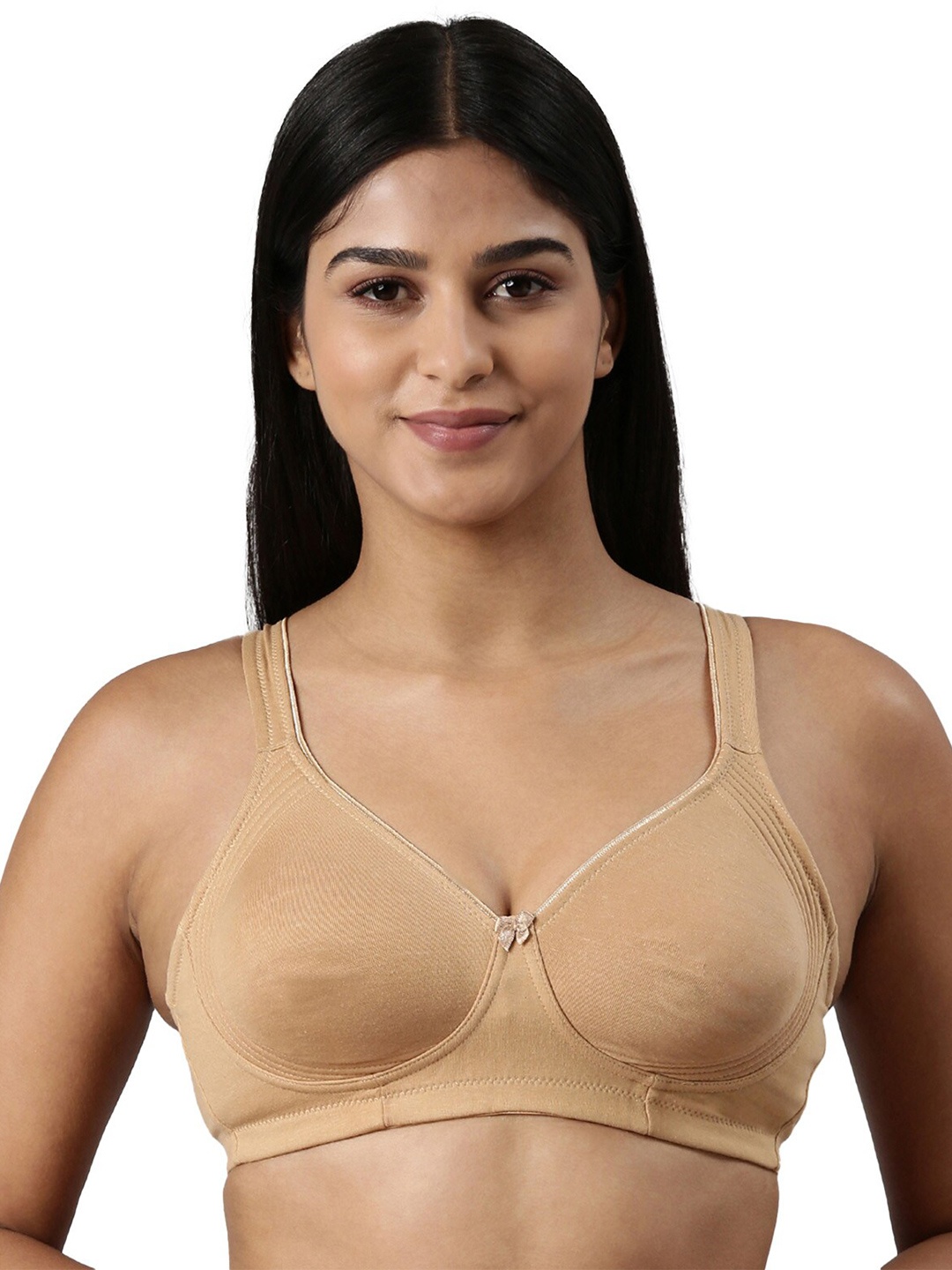 

BLOSSOM Moulded Cotton Side Support Bra With Wide Strap_Curvy Lift, Beige