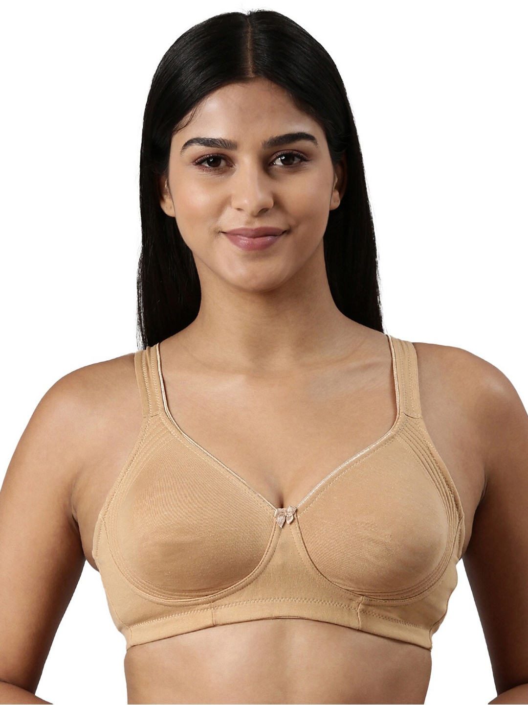 

BLOSSOM Moulded Cotton Side Support Bra With Wide Strap_Curvy Lift, Beige