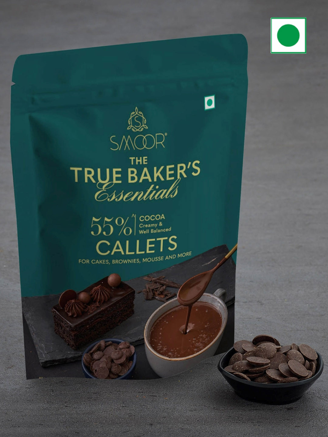 

SMOOR True Baker's Baking Chocolate Callets - Dark Chocolate, Green