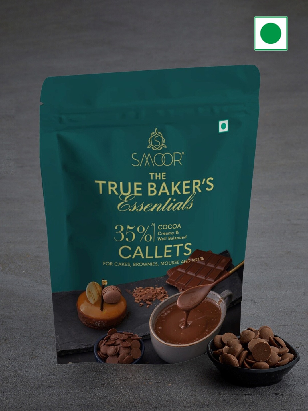 

SMOOR True Baker's Baking Chocolate Callets - Milk Chocolate- 500 G, Green
