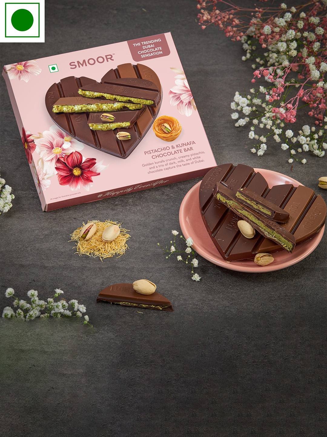 

SMOOR Mom's Pistachio Heart Bar- 90 G, Yellow