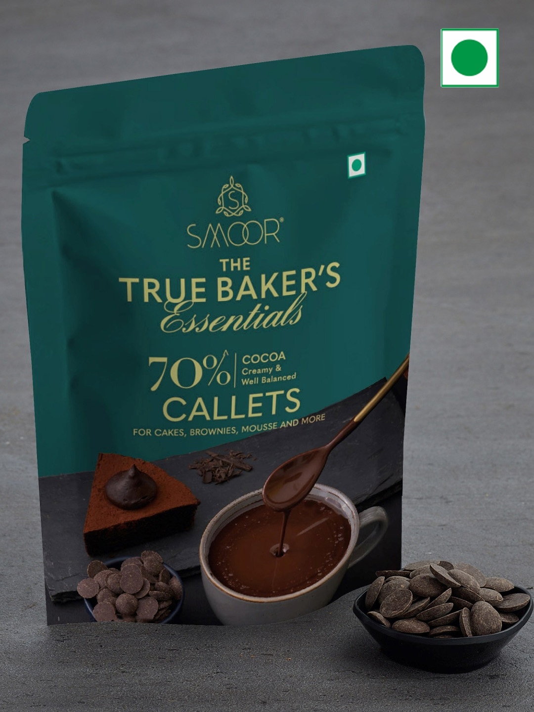 

SMOOR True Baker's Baking Chocolate Callets - Extra Dark, Green