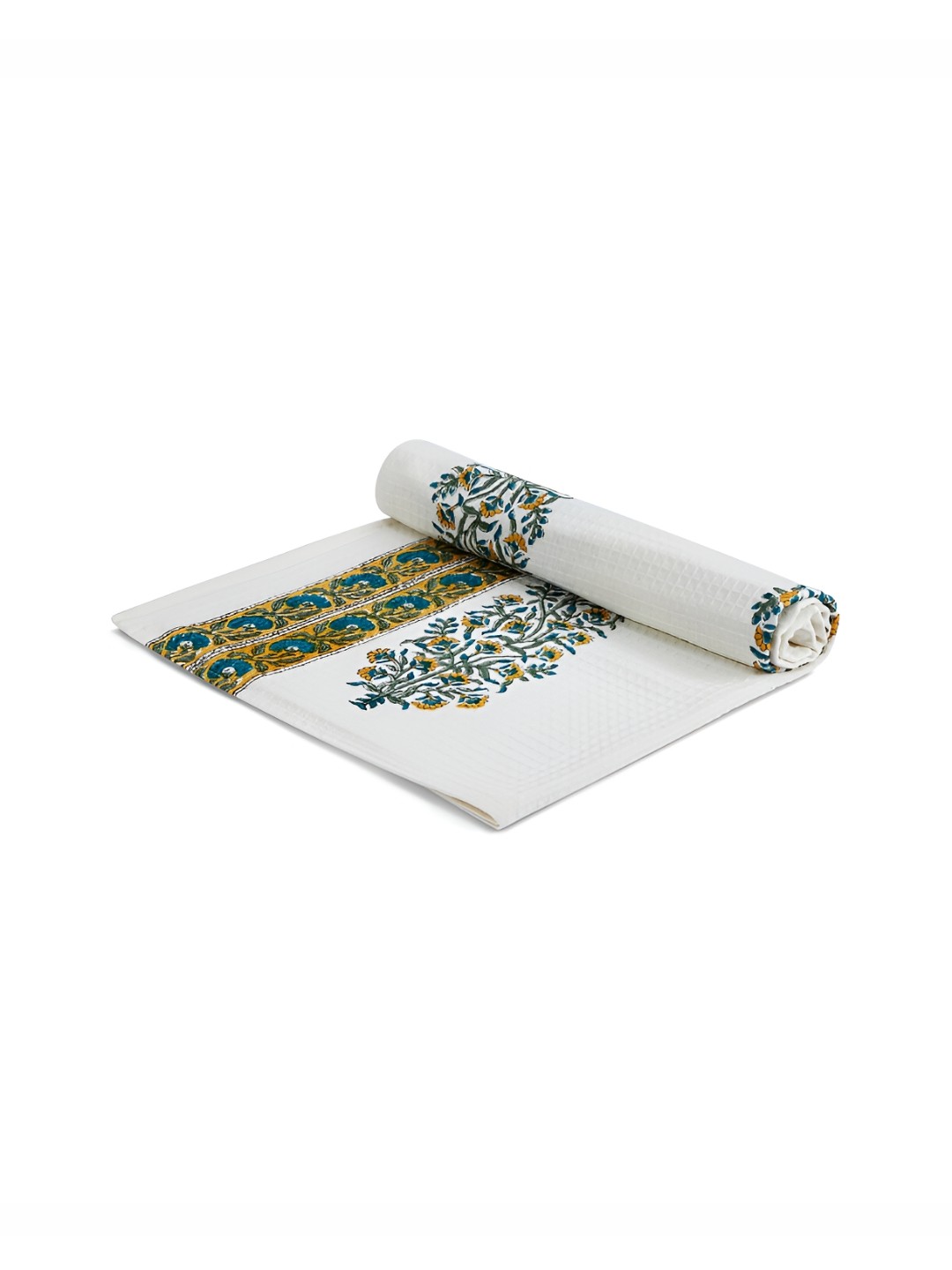 

India Circus by Krsnaa Mehta White & Green Printed Cotton 150 GSM Bath Towel