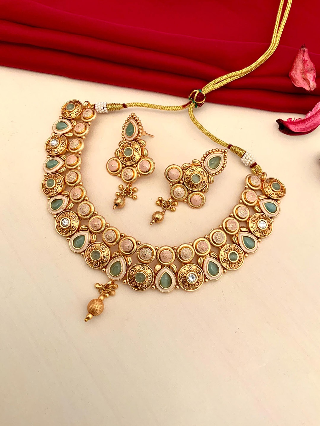 

ABDESIGNS Gold-Plated Kundan Studded Jewellery Set