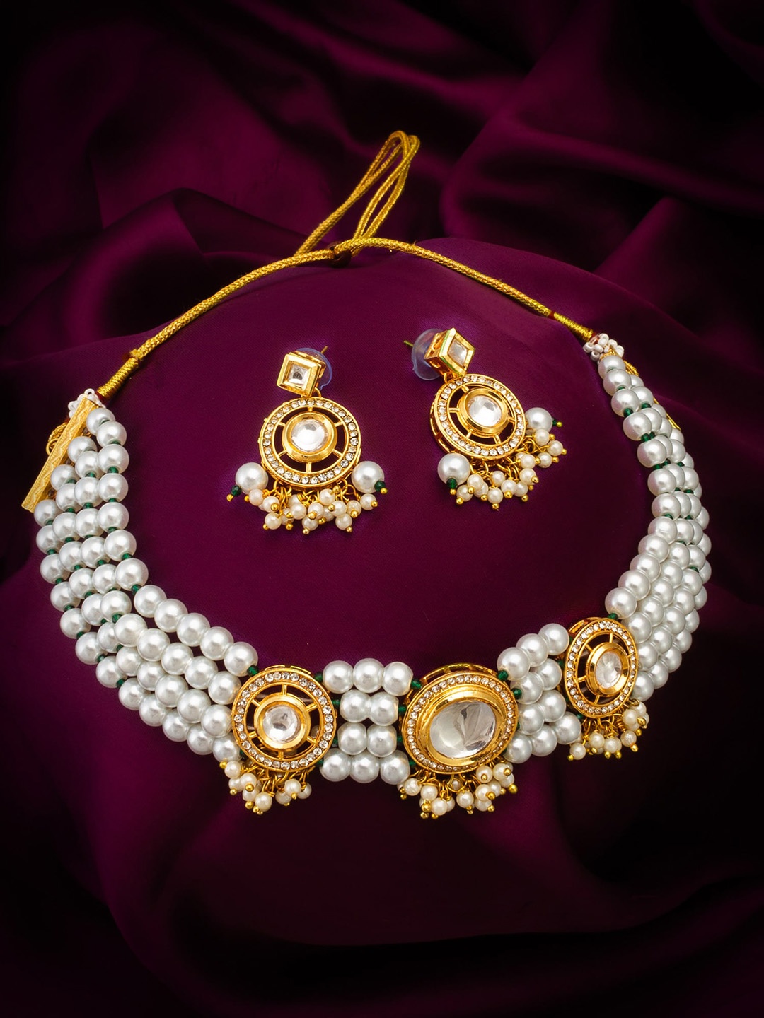 aadita Gold-Plated Stone Studded Jewellery Set