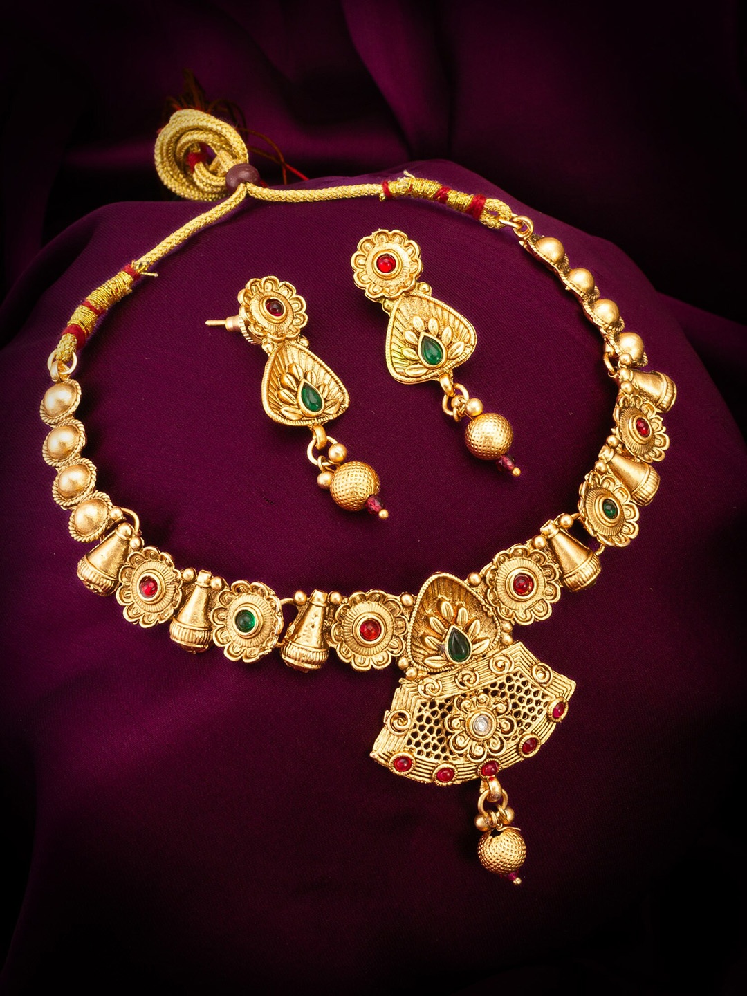 aadita Gold-Plated Studded Jewellery Set