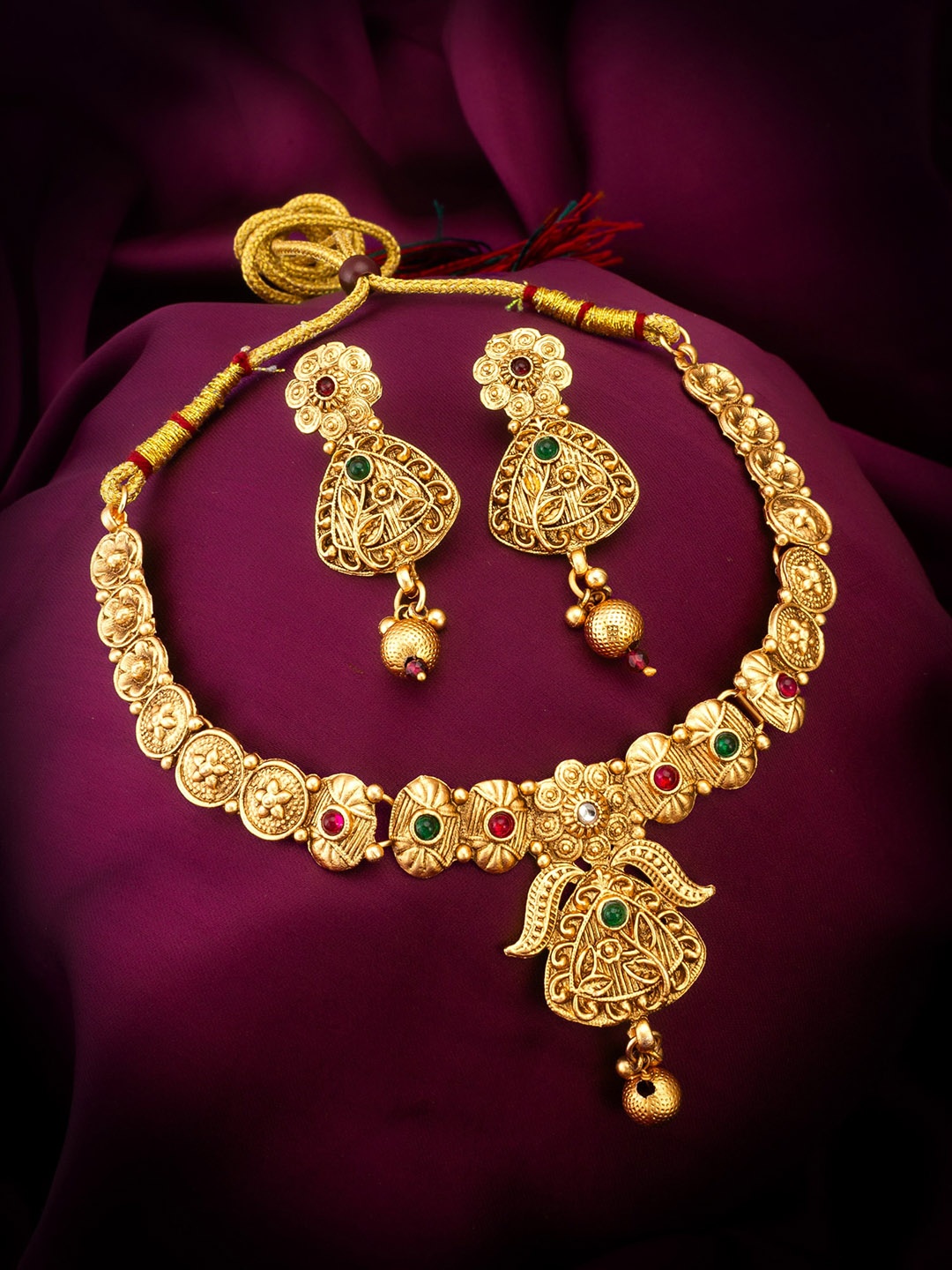 aadita Gold-Plated Studded Jewellery Set