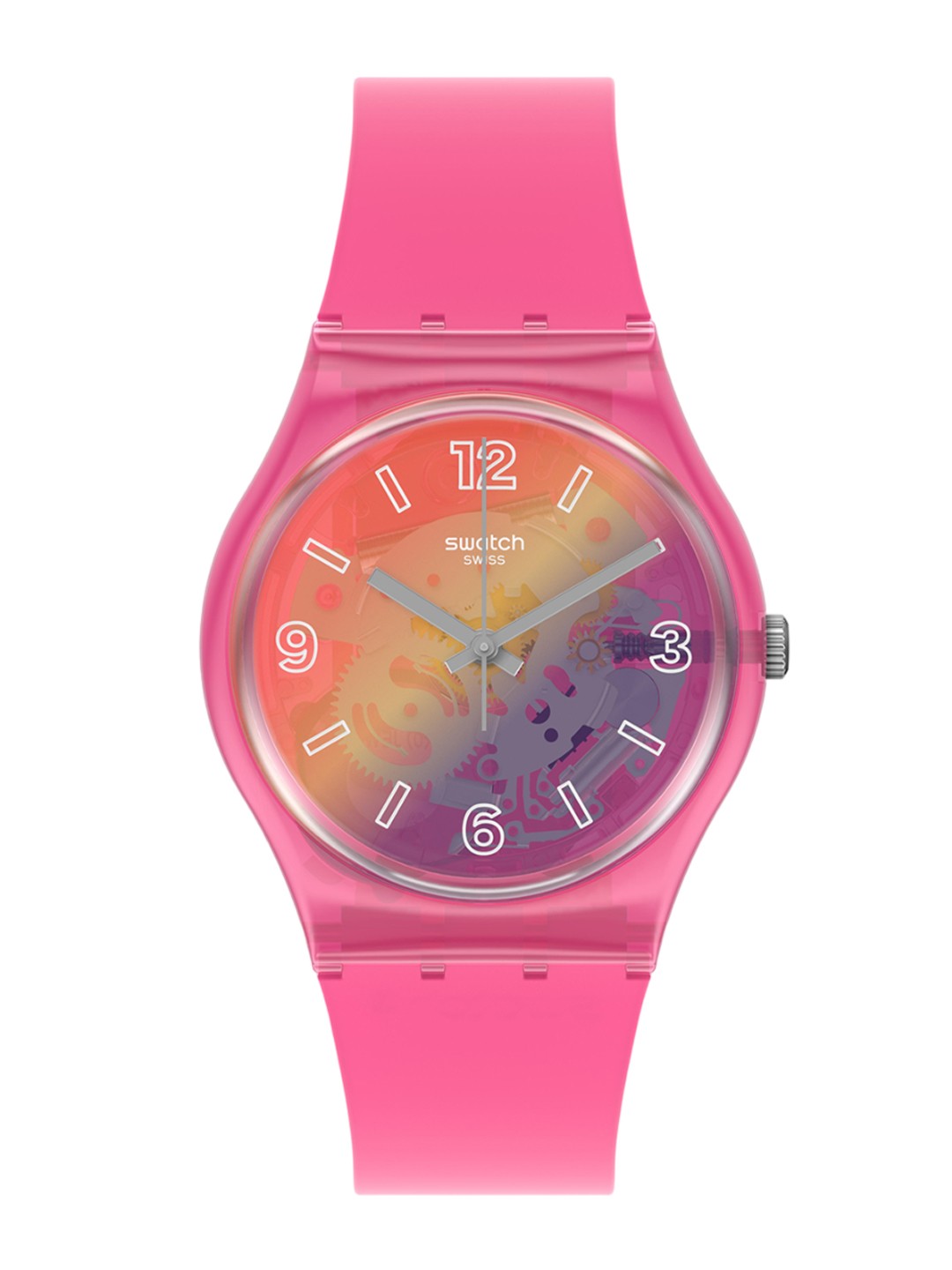 

Swatch Unisex Printed Dial & Silicon Straps Analogue Watch GP174_SWATCH WATCH, Pink