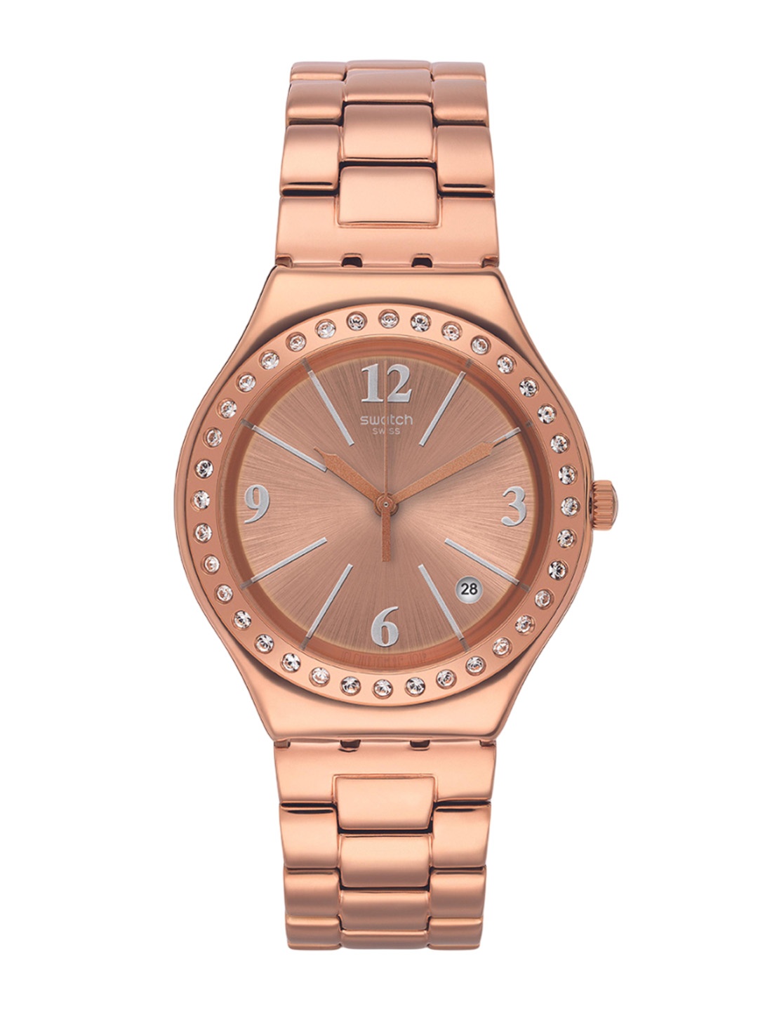 

Swatch Women Embellished Dial & Stainless Steel Bracelet Style Analogue Watch YGG409G, Pink