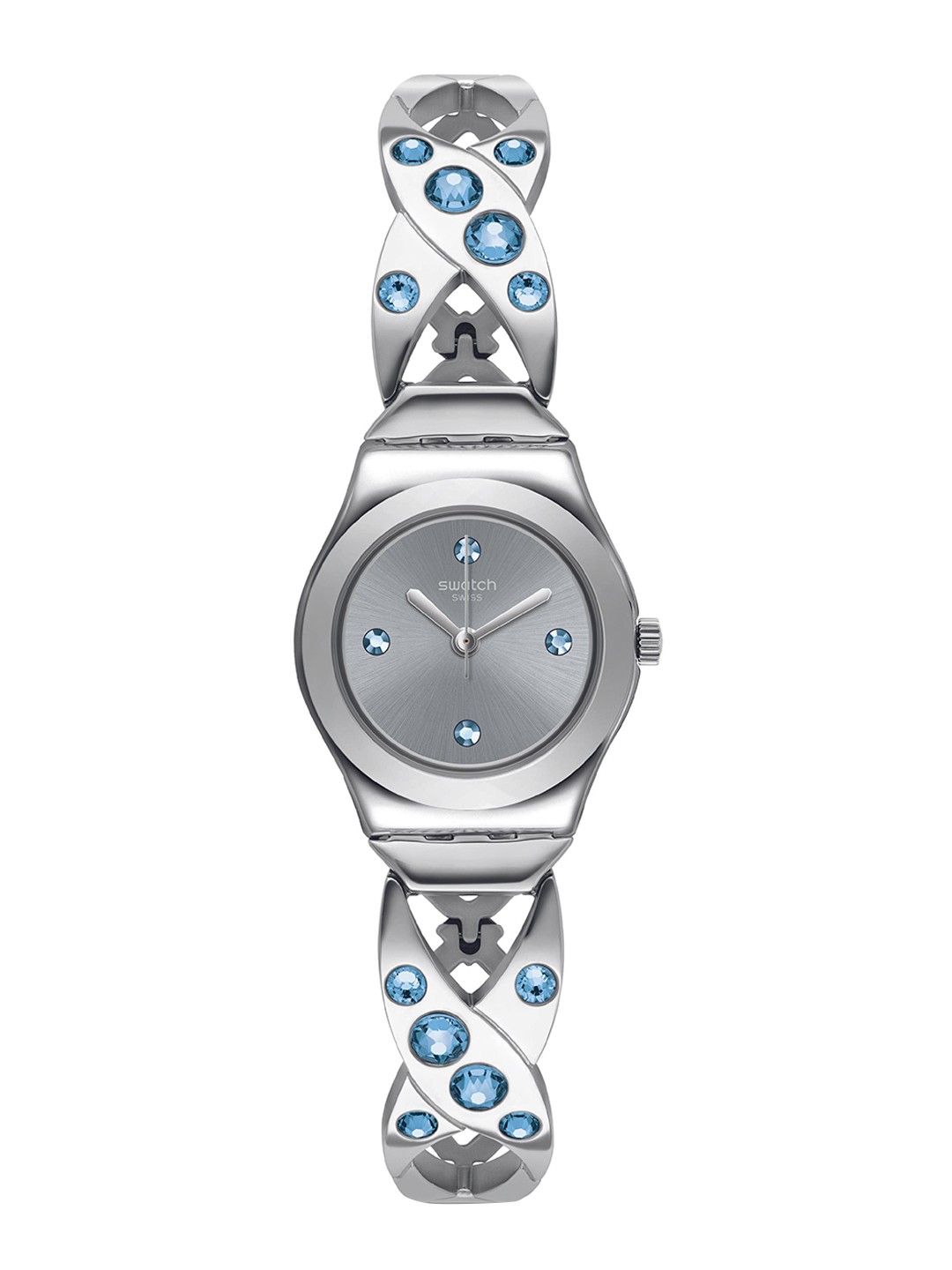 

Swatch Women Embellished Dial & Stainless Steel Bracelet Style Analogue Watch YSS332G, Grey