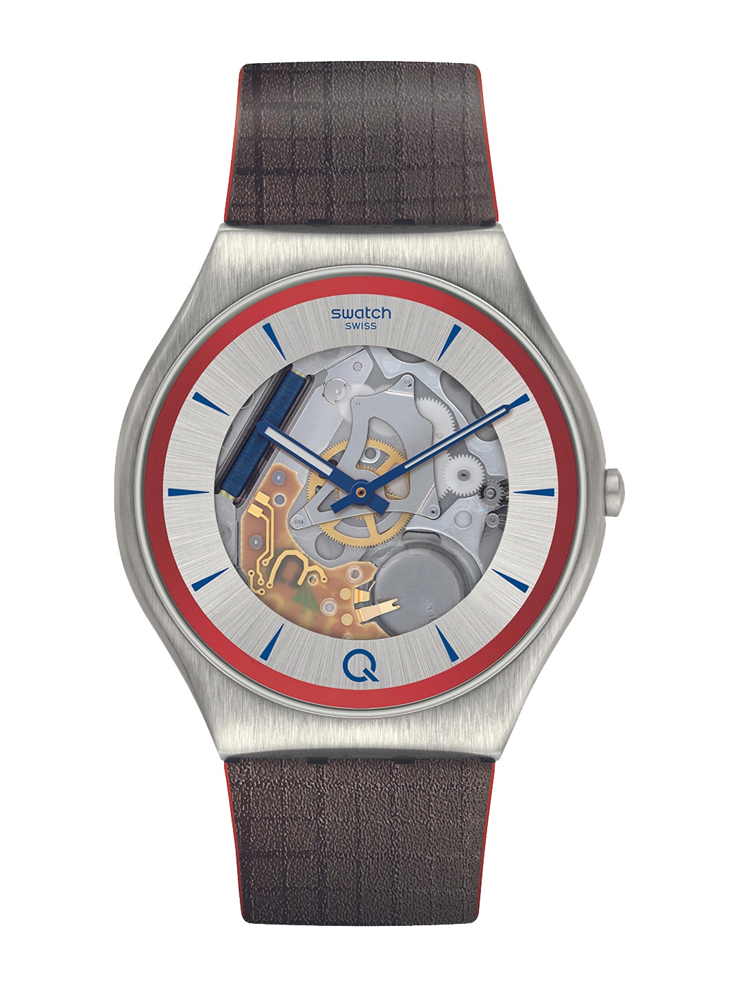 

Swatch Unisex Leather Textured Straps Analogue Watch SS07Z102_SWATCH WATCH, Brown