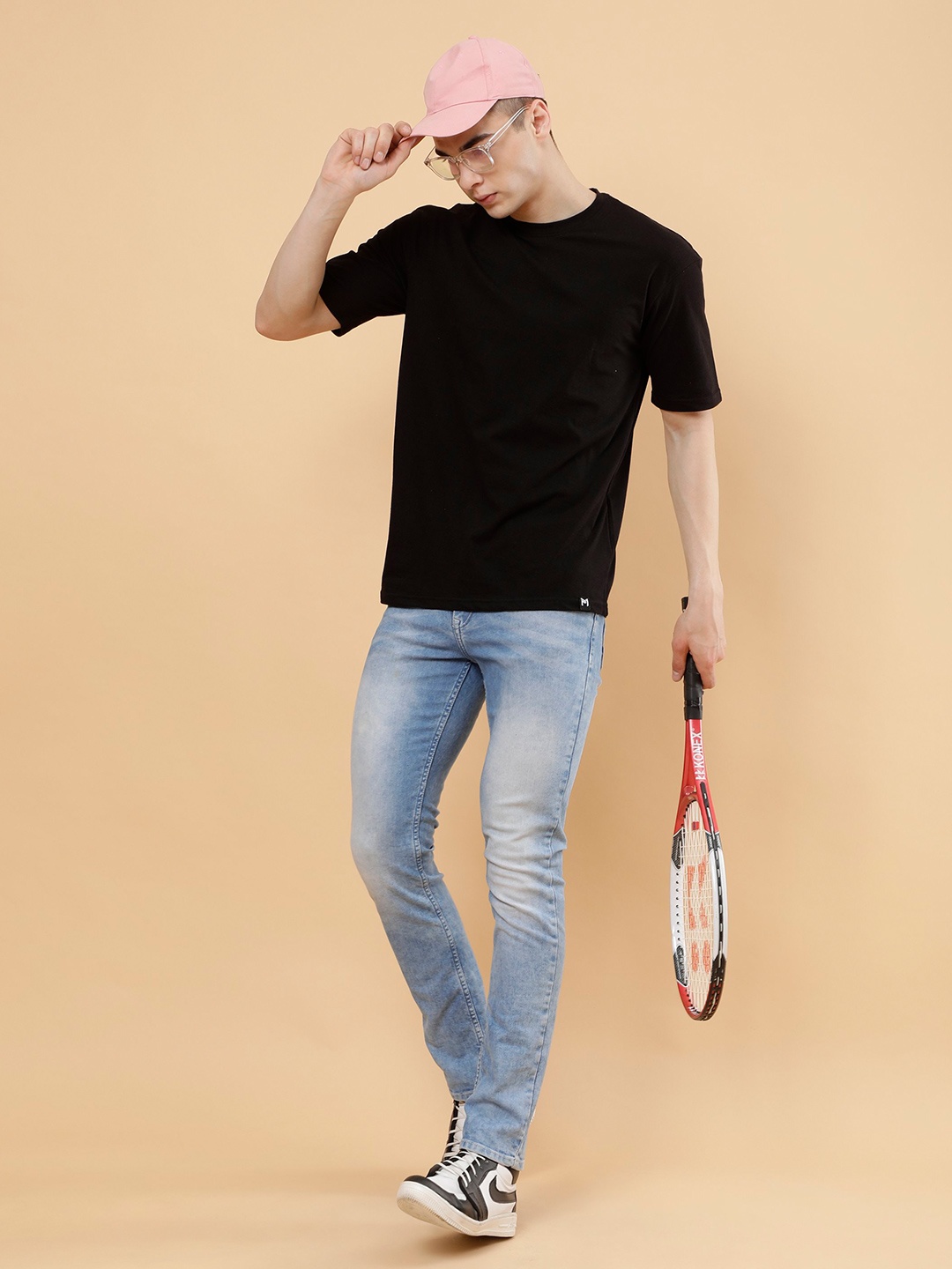 

PockMAN Round Neck Bio Finish Oversized Cotton T-shirt, Black