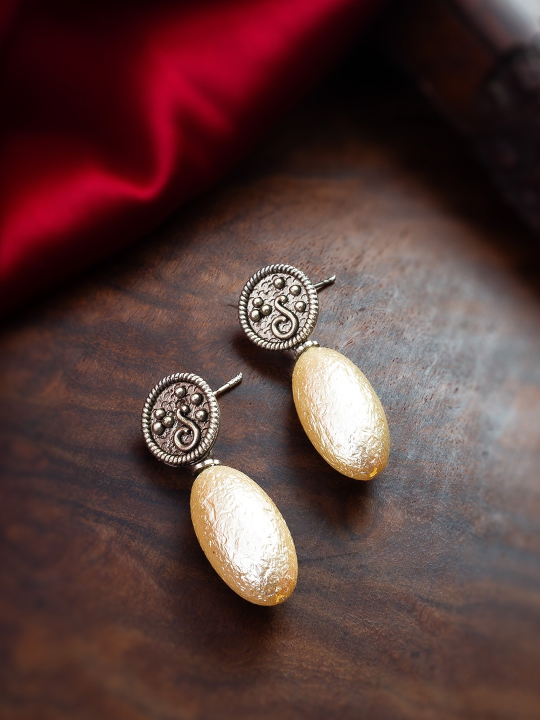 

aadita Silver Artificial Stones Drop Earrings