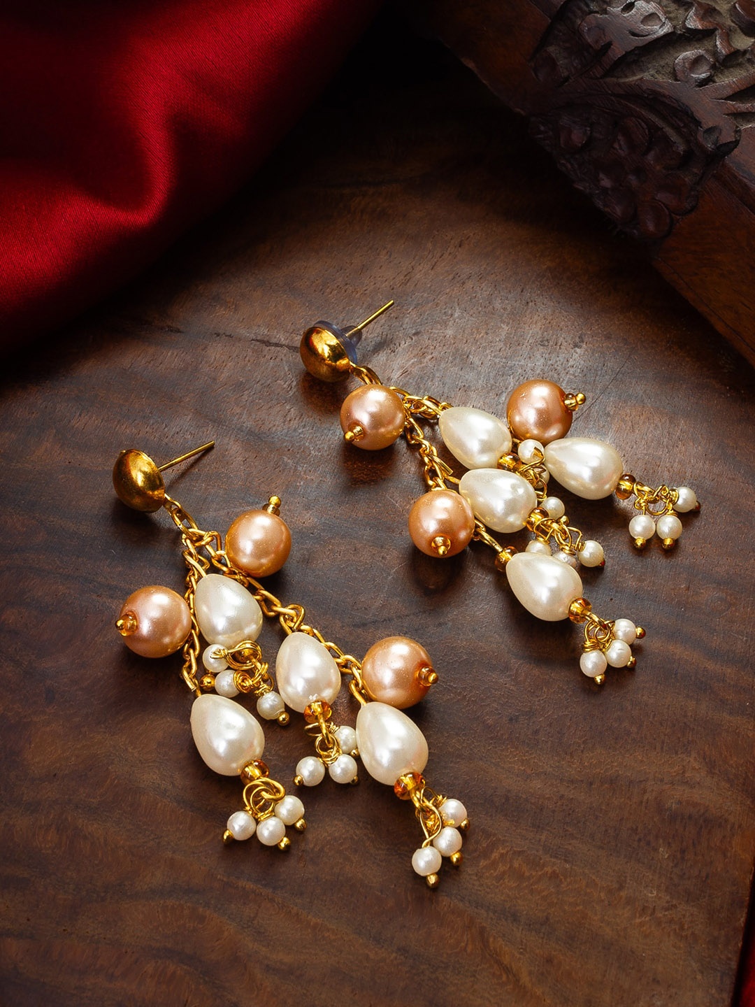 

aadita Silver Artificial Stones Drop Earrings