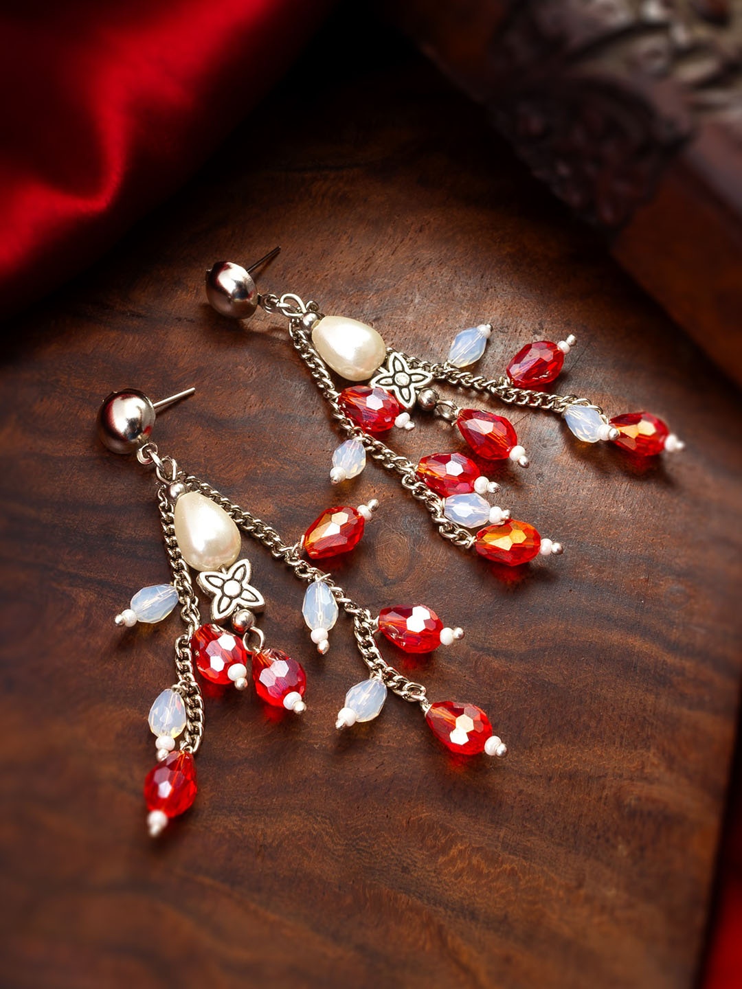 

aadita Silver Contemporary Drop Earrings