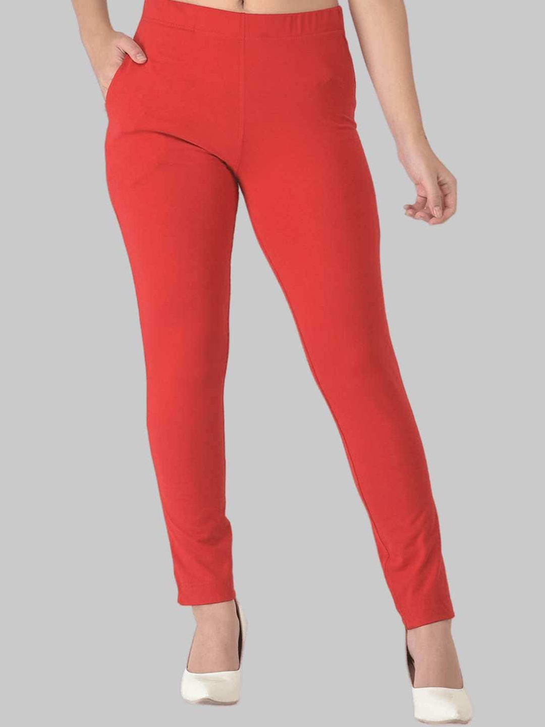 

Dollar Missy Women Mid Rise Relaxed Wrinkle Free Trousers, Red