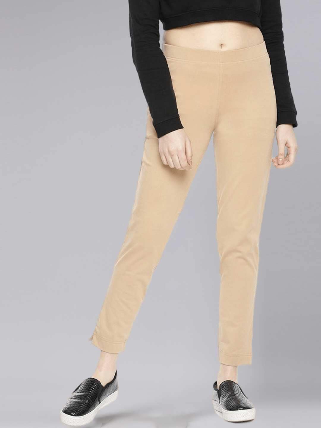 

Dollar Missy Women Mid-Rise Cigarette Trousers, Cream