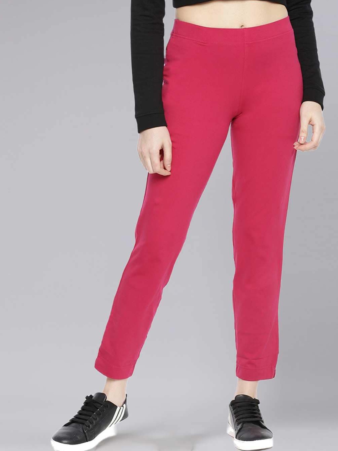 

Dollar Missy Women Relaxed Wrinkle Free Mid-Rise Trousers, Pink