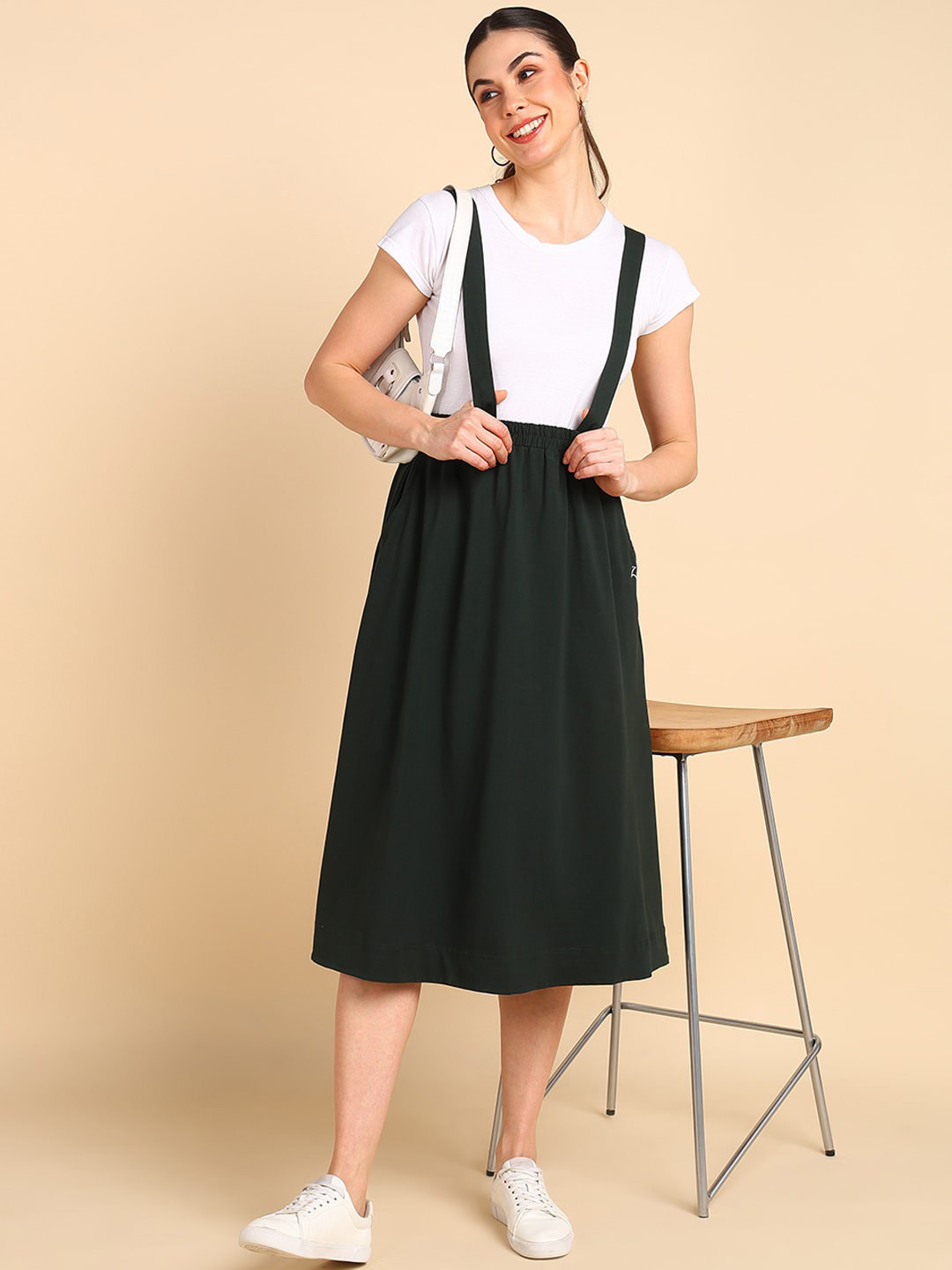 

House Of Zelena High Rise Midi Maternity Skirt With Detachable Strap, Green