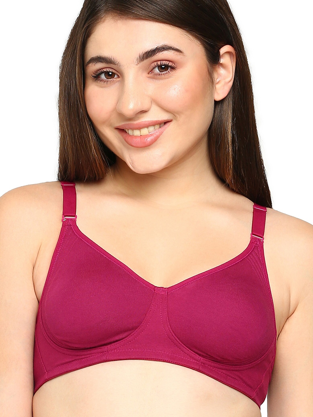 

BLOSSOM Moulded Cotton Side Support T-Shirt Bra_Encircle Bra, Burgundy