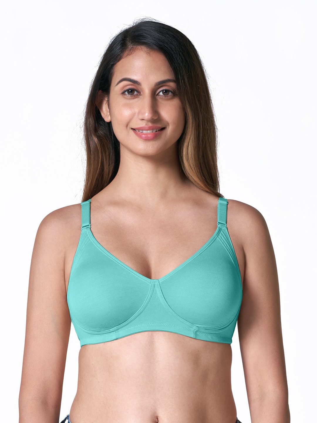 

BLOSSOM Moulded Cotton Side Support T-Shirt Bra_Encircle Bra, Blue