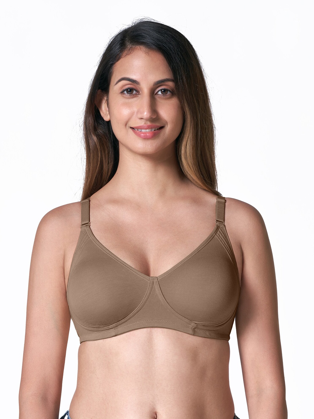 

BLOSSOM Moulded Cotton Side Support T-Shirt Bra_Encircle Bra, Camel brown