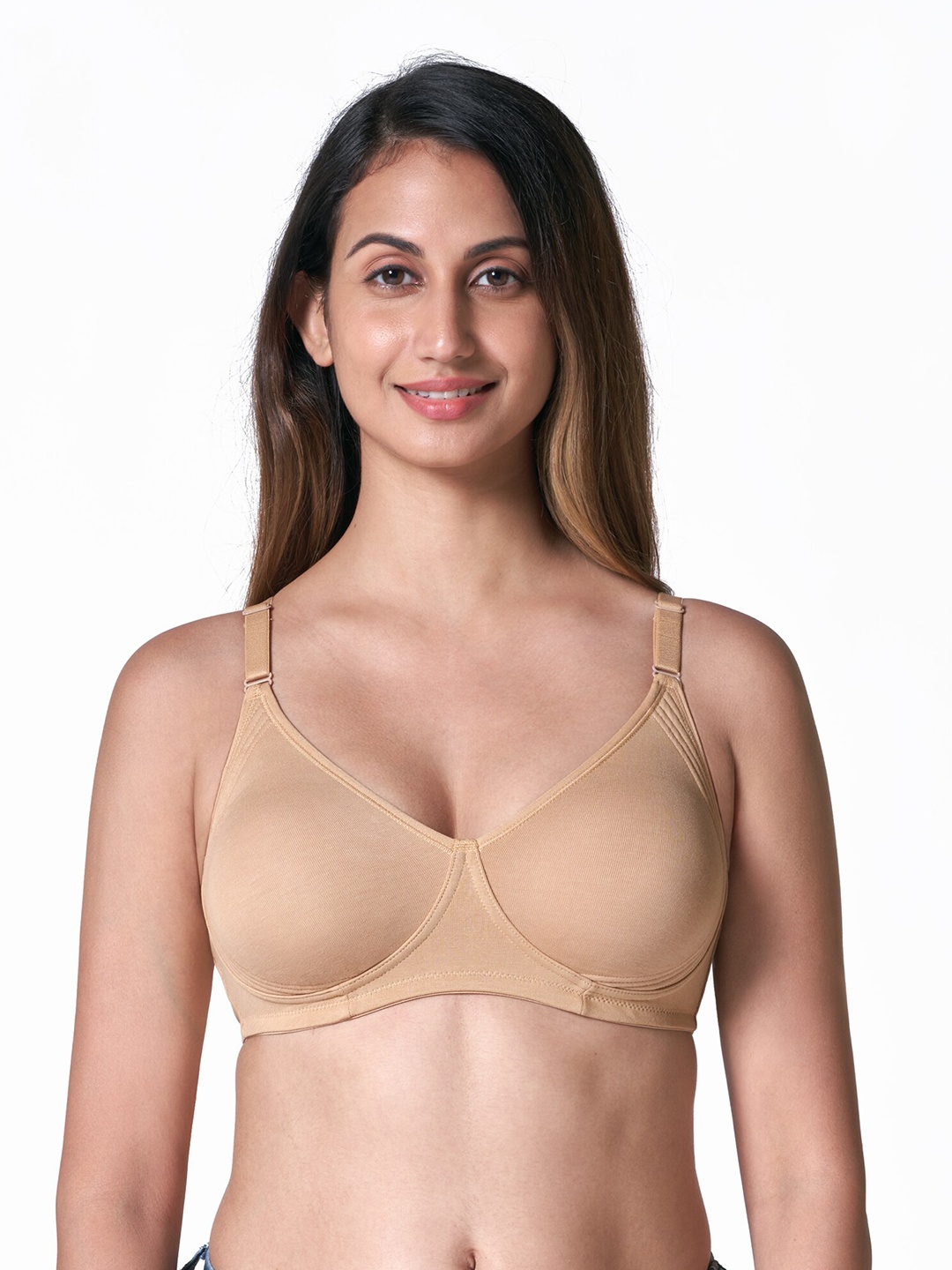 

BLOSSOM Moulded Cotton Side Support T-Shirt Bra_Encircle Bra, Beige