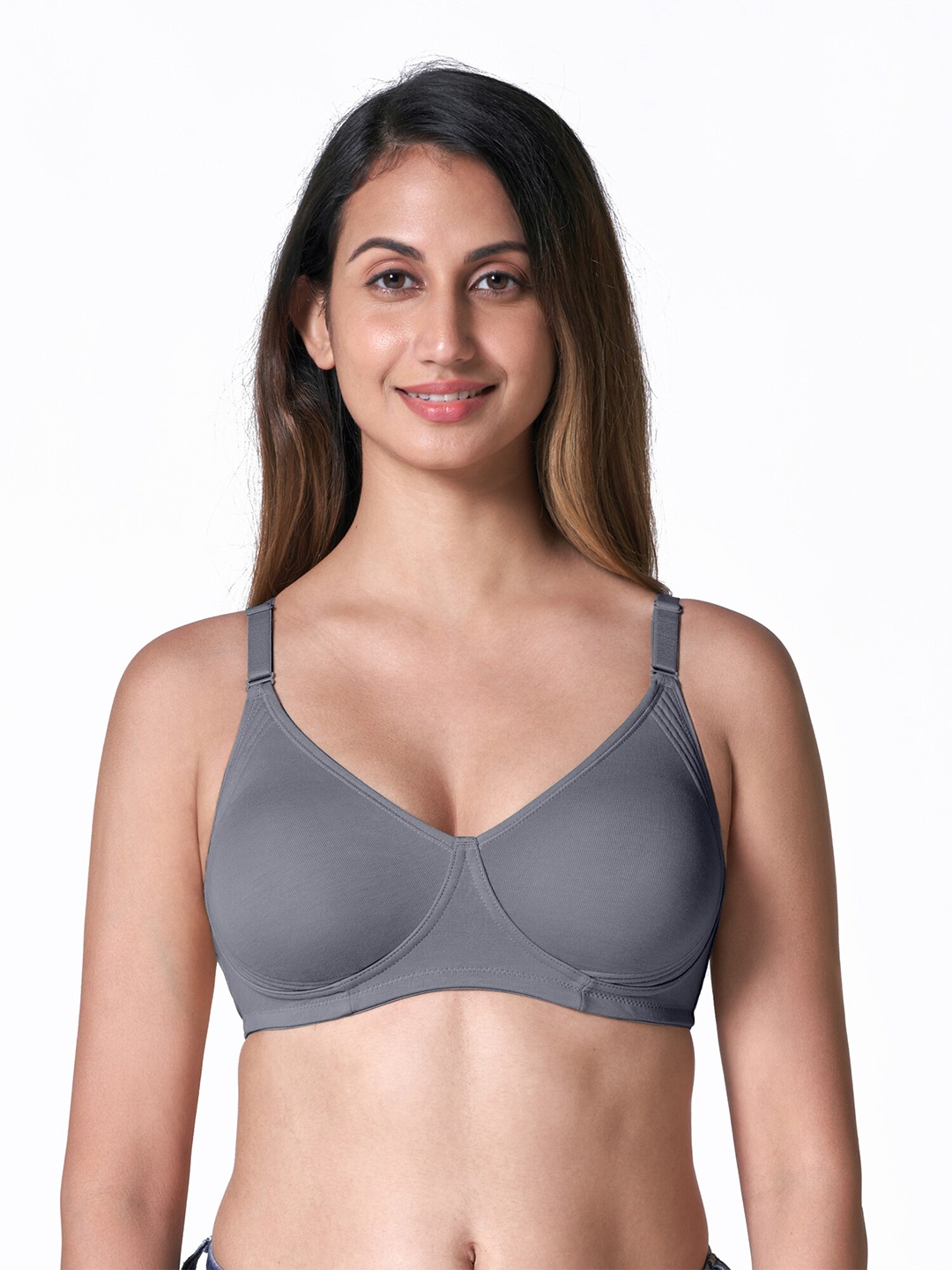 

BLOSSOM Moulded Cotton Side Support T-Shirt Bra_Encircle Bra, Grey