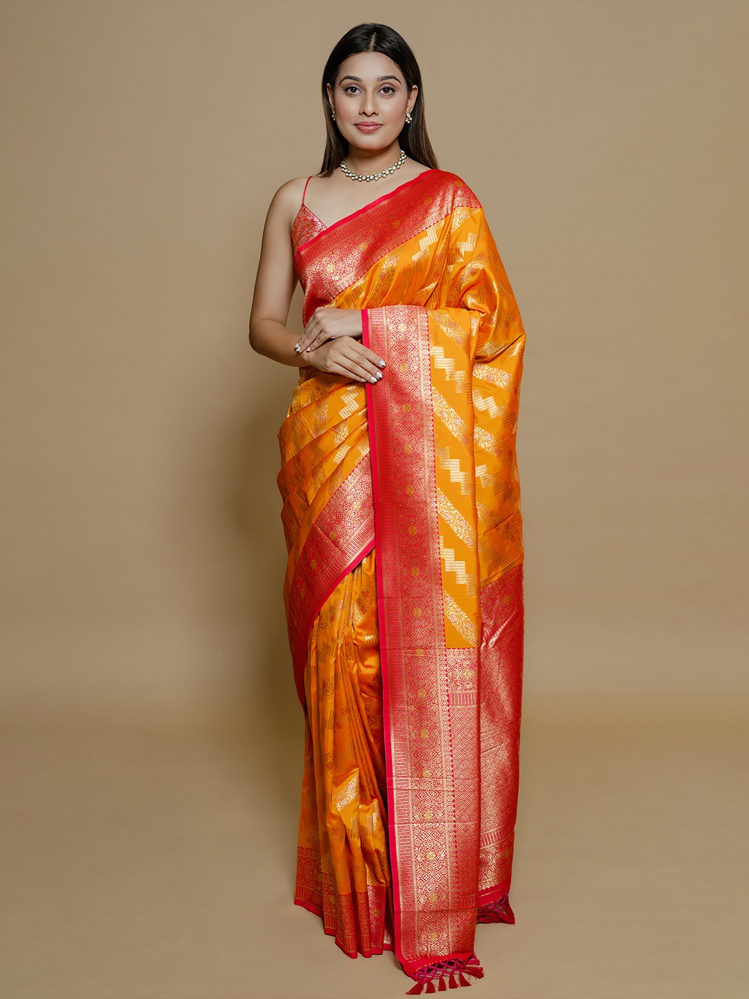 

saree.com Woven Design Art Silk Saree, Yellow