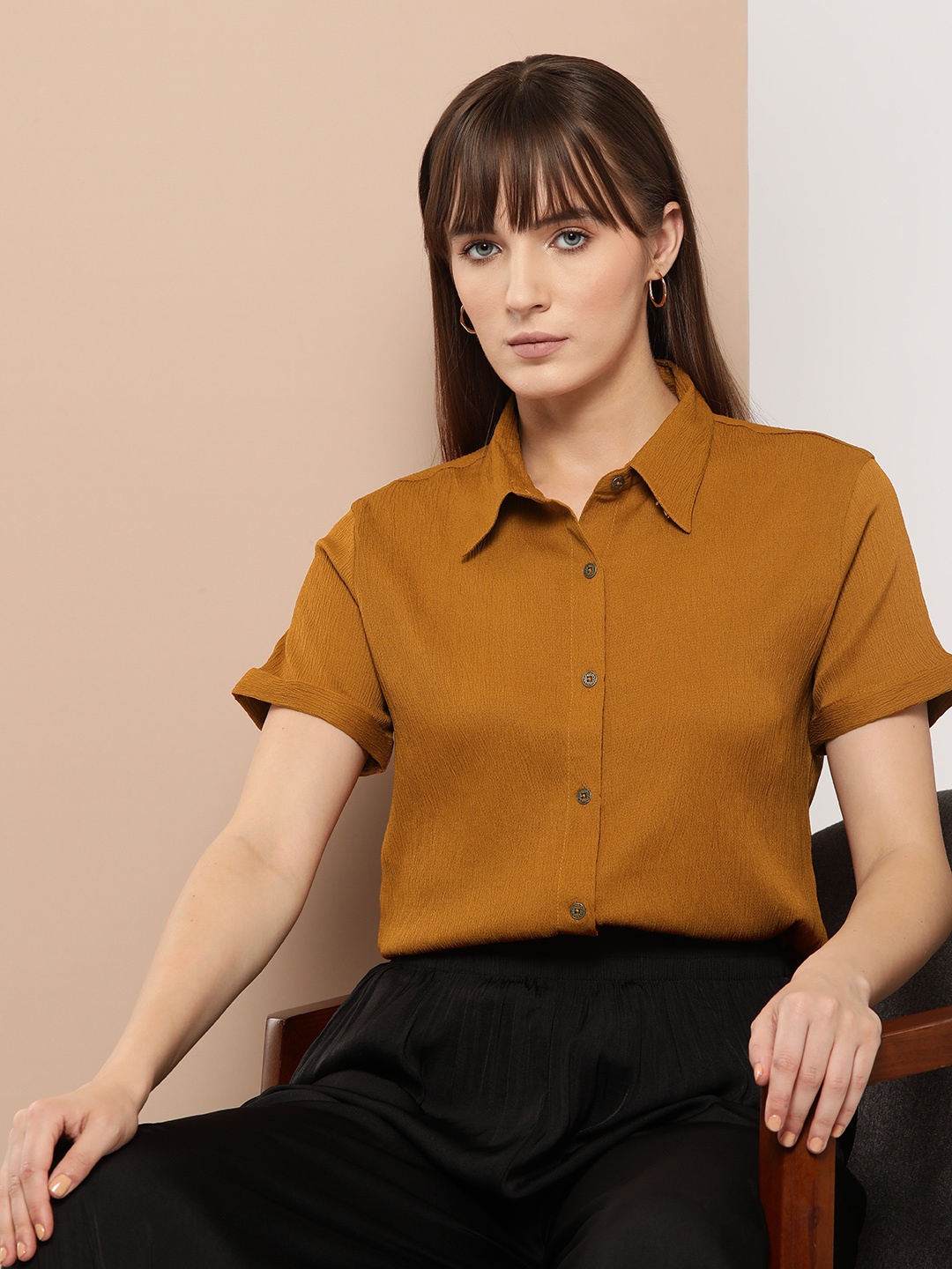 

INVICTUS Women Standard Solid Casual Shirt, Mustard